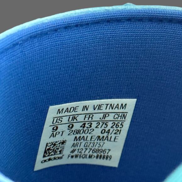 Ninja x Adilette Boost Slide adidas 'Time In Blue Signal Cyan' Size 9 NWT GZ3757 - Picture 8 of 10
